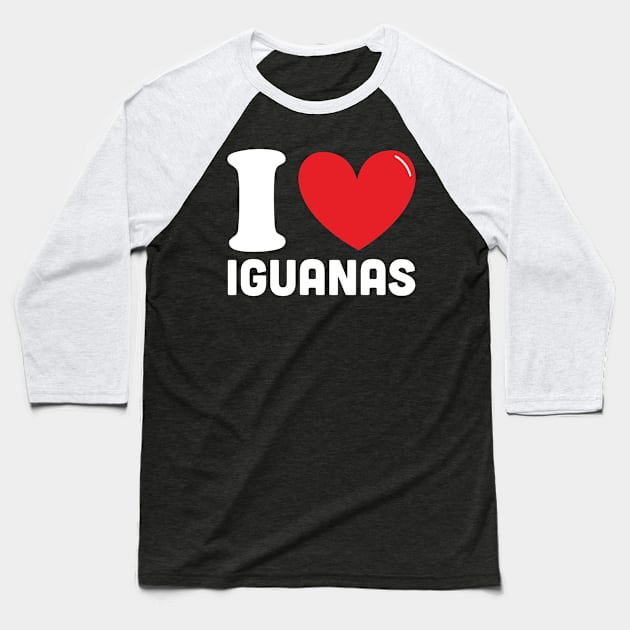 Red Heart I Love Iguanas Baseball T-Shirt by Teesmooth